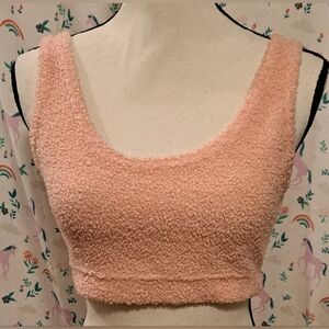 EUC Y2K Roma Confidential Pink Fuzzy Teddy Bear Crop Top & Short Pajama Set SZ S